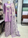 419 3 PCS Embroidered Short Shirt , Lawn Dopatta and Flapper