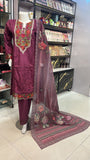 428 3PCS Lawn with embroidery with CUT Work