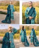 Printed three piece lawn Shafoon fupata with organza patches